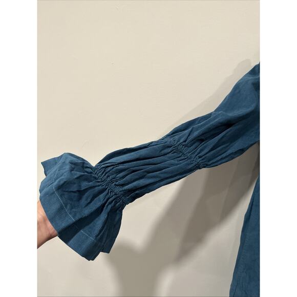 NWT ANTHROPOLOGIE LONG SLEEVES FOREST GREEN CORDUROY BABYDOLL DRESS SMALL 2032 - Picture 3 of 9